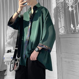 Riolio Spring Summer New Solid Color Short Sleeve Men's Clothing Loose Oversized Fashion Casual Lapel Single-breasted Youth Shirt