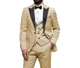 Riolio  Elegant Matching Men's Formal Wear Ensemble Men's Classic Suit 3-Piece Peak Lapel Blazer Vest Pant Slim Fit