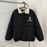 Riolio  Autumn and Winter American Street Trendy Men and Women Personalized Thick Jacket Couple Loose Retro Stand up Collar Harajuku Top