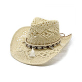 Riolio  Western Cowboy Hat for Women Men Paper Straw Wide Brim Beach Cap UV Protection Cowgirl Fedoras Mens Hats Sombrero Hombre