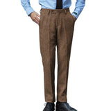 Riolio  Men Formal Herringbone Woolen Double-pleated Suit Trousers Solid Color Light Luxury Naples Premium Business Dress Pants New