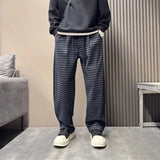 Riolio  Plaid Pants Men Loose Straight Pants Men Trendy and Fashionable Versatile Thin Sweatpants Men
