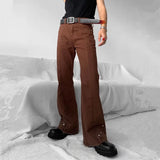 Riolio New Fashion Vintage Brown Baggy Men Cargo Flare Jeans Pants High Street Hip Hop Women Casual Loose Denim Trousers Pantalon