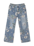 Riolio Autumn Floral Printed Jeans For Men New Y2K Vintage Denim Pants Hip Hop Fashion Wide-leg Baggy Jean Streetwear Trousers