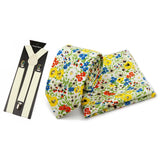 Riolio  Men's High Quality 6.5cm Floral Leaves Cotton Tie Handkerchief Suspender Set Novel Gentleman Artistic Wedding Accessories Gifts