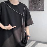 Riolio  Fake Two-piece Short-sleeve T-shirt for Men New Summer Style American Retro High Street Trendy Brand Loose T-shirt
