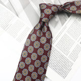 Riolio  2PCS Neck Tie Set Casual Floral Printed Neckties Oversized 9cm Luxury Striped Silky Neck Ties For Men Pocket Square Groom Hanky