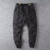 Riolio  Mens Workwear Cotton Welding Pants Elastic Waist Nine Points Labor Protection Pants Durable Dirt Resistant Loose Fit Casual T...