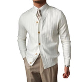 Riolio  Autumn Winter Men's Business Casual V Neck Cardigan Solid Color Knit Sweatercoat Male Slim Fit Long Sleeve Knitted Sweater Tops