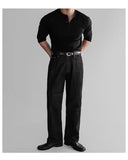 Riolio  New American Fashion Men Henry Collar T-shirt Light Luxury Solid Color Long Sleeve Tops Leisure Light Business Basic Shirt M-3XL