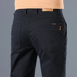 Riolio  Men's High Quality Pure Cotton Classic Solid Color Casual Pants Business Stretch Cotton Slim Straight Brand Trousers Male