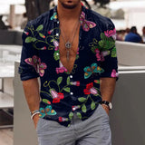 Riolio Men's Floral Shirt Tropic Leaf 3d Print Shirts Men Fashion Hawaiian Shirt Casual Beach Short Sleeve Blouse Men's Lapel Shirt Boy