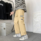 Riolio  Spring Autumn Casual Print Patchwork Cotton Wide Leg Pants Man Loose Y2k Pocket Hip Hop Cargo Straight Male Trousers Streetwear