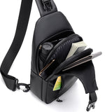 Riolio Casual Waterproof Men's Chest Bag Business Shoulder Bag Messenger Bag Nylon USB Charging Waist Bag Outdoor Sports Shoulder Bag