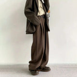 Riolio  Mens Suit Trousers Meiyad Casual Business Trousers Spring Autumn Retro Office British Elegant Wide-Leg Trousers Men'S Wear