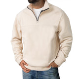 Riolio  Men's Fleece Half-Zip Pullover Casual Stand Collar Sweatshirt with Side Pockets