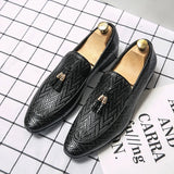 Riolio Tassel Plaid Men New Loafers Weaving Comfortable Soft Mens Leisure Leather Shoes Fashion Sapato Masculino Large Size 38-45