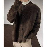 Riolio  Collarless knitted sweater jacket Men Classic autumn winter casual sweater warm loose  Street Knitwear