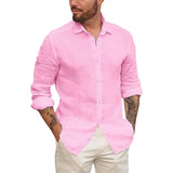 Riolio  Mens Button Up Shirts for Men Long Sleeve Cotton Linen Hawaiian Beach Shirt Casual ummer Lightweight Tops