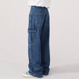 Riolio  Men Baggy Oversize Cargo Jeans Male Wide Streetwear Hip Hop Pants Harajuku Fashion Straight Leg Black Blue Loose Denim Pants