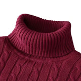 Riolio turtleneck outfit men Men's High Neck Sweater Solid Color Pullover Knitted Warm Casual Turtleneck  Mens  Knitted Sweater