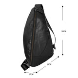 Riolio Fashion Genuine Leather Men's Chest Pack Shoulder Bag Messenger Sling Bag Small Leisure Bag Crossbody Black