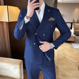 Riolio  Casual Stripe Business Suit Set Large Size Men's Fashion City Summer Two-Piece Suit Elegant Sensation Leisure Wardrobe