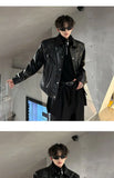 Riolio American Retro Shoulder Pad Short Leather Jacket Men's Spring Deconstruction High-end Fashion Trend Vintage Motorcycle Jacket
