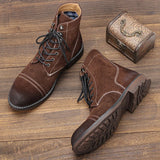 Riolio Genuine Leather Men Boots American Style Paratrooper Boots Soft Leather Men Winter Boots