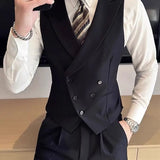 Riolio Japanese High-end Smart Casual Vest Men's Vest Pants Set Korean Elegant Wear 2025 Summer New Blazer Vest Aesthetic Waistcoat