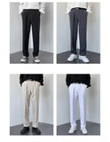 Riolio New Men White Straight Pants Fashion Korean Loose Suit Trousers Casual Draped Baggy White Wide Pant Male Streetwear