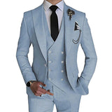 Riolio Fashion New Men Leisure Boutique Business Solid Color Wedding Suit Coat Pants Vest 3 Pcs Set Dress Blazers Jacket Trousers