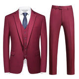 Riolio  M-6XL Double Vent Mens Suit ( Blazer+Vest+Pants) Solid Color Formal Office Business Suit Three-piece Groom's Wedding Dress Party