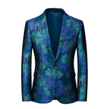 Riolio Fashion New Men's Casual Boutique Business Wedding Host Slim Bronzing Suit Flower Jacket Dress Blazers Coat