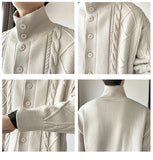 Riolio New Korean Style Jacquard Men Cardigan Jackets Fashion Luxury Knitted Button-down  Long Sleeve Sweater Coat Winter Warm Knitwear