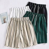 Riolio  Summer Fashion New Men's Striped Shorts Loose Straight Leg Trendy Sports Retro Casual Five Quarter Pants For Male Shorts