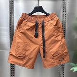 Riolio  Men's Large Pocket Waistband Work Shorts Summer Thin New Loose Straight Half Middle Pants