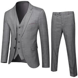 Riolio  Men's Business Casual Three-Piece Suit Slim Fit Wedding Groom Fashionable Polyester Fiber Single-Button Closure All-Season Wear