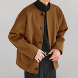 Riolio  Double-Sided Casual Jacket Design-Sense Collarless Loose Fitted Wool Coat