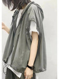 Riolio  Men's Summer New Loose Thin Fashionable Vest Design Sense Top Hoodie Trendy Outerwear Casual Youthful Style Daily Wear