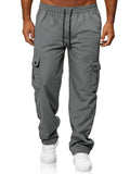 Riolio  Men's Casual Cargo Pants Elastic Waist Drawstring Straight Leg Trousers with Multi Pockets