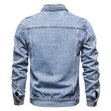 Riolio New Cotton Denim Jacket Men Casual Solid Color Lapel Single Breasted Jeans Jacket Men Autumn Slim Fit Quality Mens Jackets