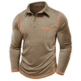 Riolio  New Autumn and Winter Men's Long-sleeved Polo Shirt European and American Lapel T-shirt American Top