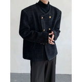 Riolio American Elegant Blazer Coat Autumn Winter High-end Wool Suit Men's Korean Style Loose Double-breasted Suit Vintage Jacket Chic