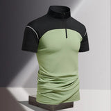 Riolio  Zipper Stand Collar ort Sve T irt Ice Silk Sports Running Top for Men Summer Training Tennis Clothes