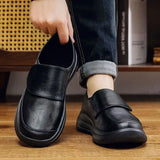 Riolio  Man Pu Leather Big Size Low Top Slip On Casual Shoes Spring Autumn New Lightweight Non Slip Work Shoes Soft Sole Elderly Shoes