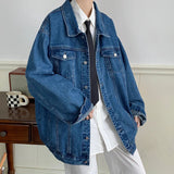 Riolio Plus Size 5XL-M Black Denim Jacket Mens Turn Down Collar Jeans Coats Multi-pockets Overalls Streetwear Loose Casual Men Clothing