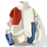 Riolio Men's Korean Style Pullovers New Sweaters Brand Loose Trendy Youth Personalized Fashion Splicing High Collar Lapel Clothes
