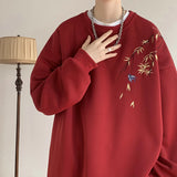 Riolio  Men's Streetwear Embroidered Sweatshirt High Quality Hoodie Luxury Brand Unisex Pullover Men Clothing Red/Black/Apricot