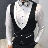 Riolio Men's Vest New Fashion Gentleman Black Slim Fit Single Breasted Single Piece Tank Top Wedding Groom